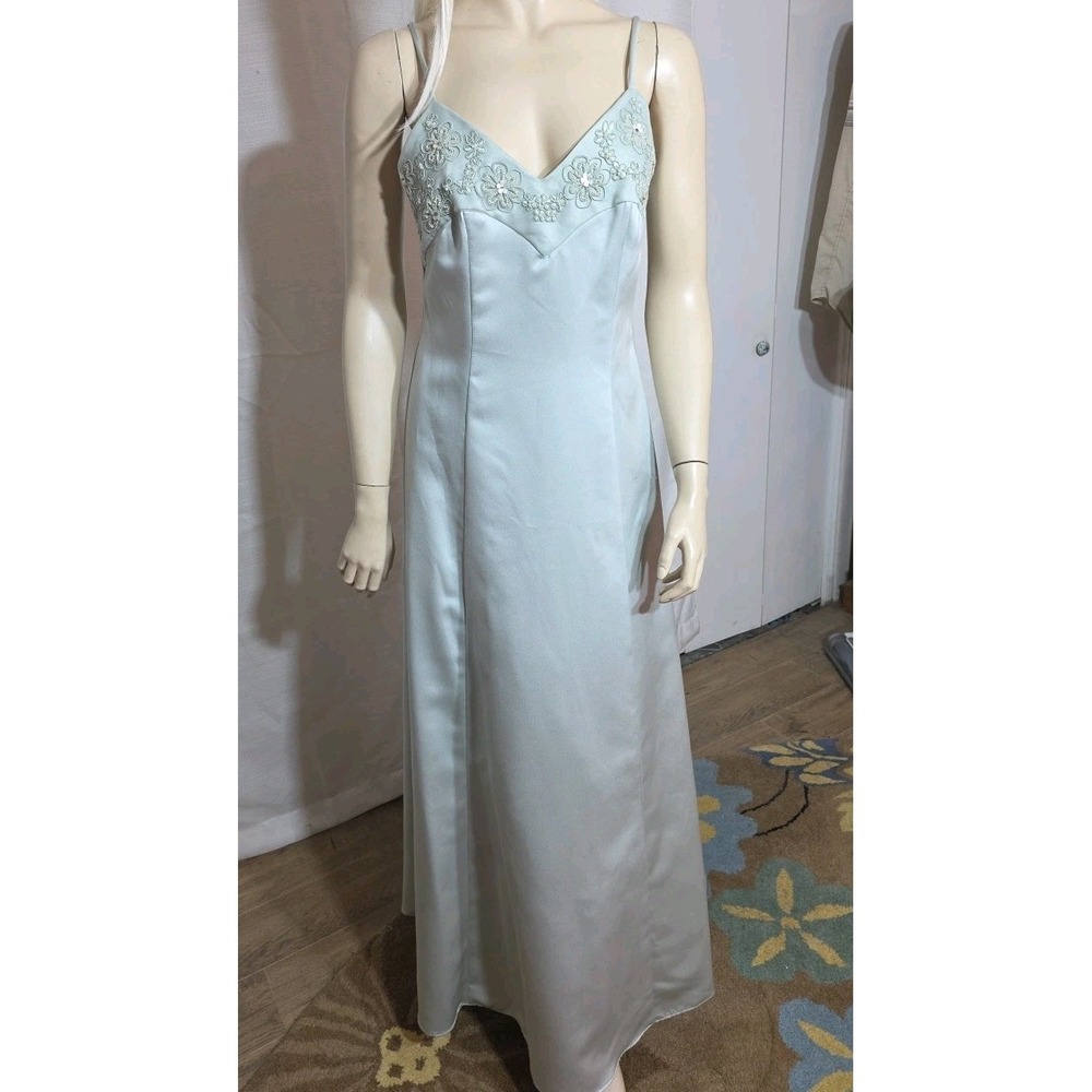 Vintage‎ Y2K Maxi Prom Dress Beaded Size 3 Green Fairy Fairycore Coquette Whimsy